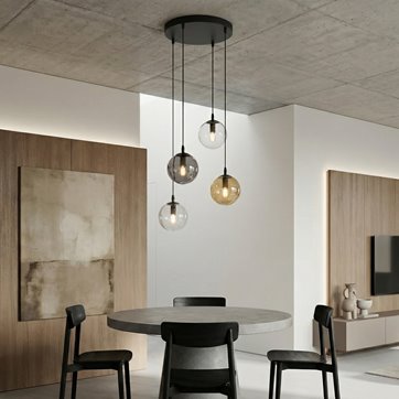 Lampa wisząca COSMO 4 BL PREMIUM MIX loft, klosze kolor mix