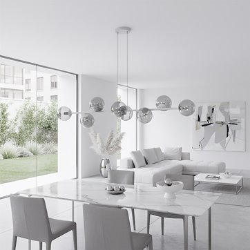 Lampa wisząca MAGNUS 8 GRAY GRAFIT nowoczesna, klosz, szara