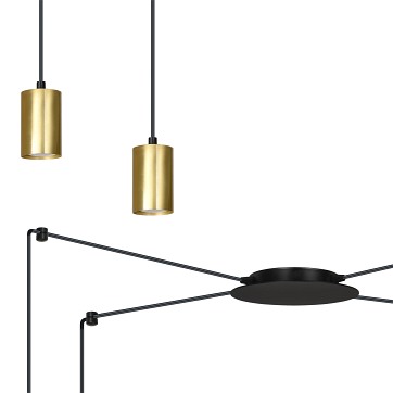 Lampa wisząca TRAKER 4 BL/GOLD nowoczesna pająk czarno/złota