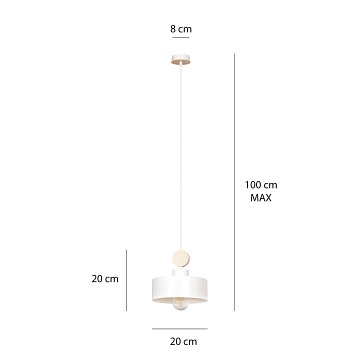 Lampa wisząca TUNISO 1 WHITE skandynawska, drewno, biała