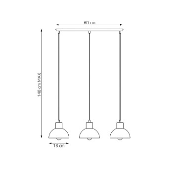 Lampa wisząca SECO 3 BL, loft, metal, czarna, drewno
