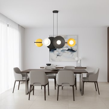 Lampa wisząca VOLUM 6 BL MIX loft, czarna, metal