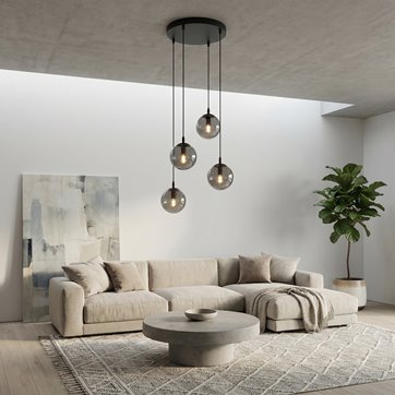 Lampa wisząca COSMO 4 BL PREMIUM GRAFIT loft, klosze, czarna