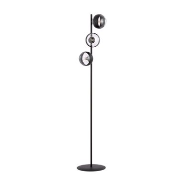 Lampa podłogowa ROSSI LP3 STRIPE szklany klosz, czarna