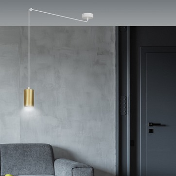 Lampa wisząca TRAKER 1 WH/GOLD nowoczesna pająk biało/złota