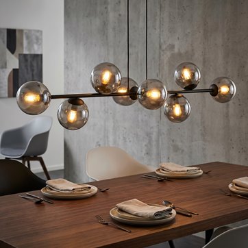 Lampa wisząca ROSSI 8 BL GRAFIT klosz grafit, czarna