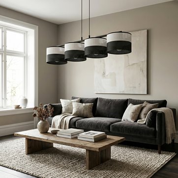 Lampa wisząca KARBON 4 BL GRAY klasyczna, abażur, szara