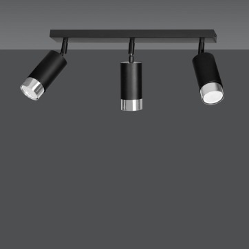 Lampa sufitowa HIRO 3 BL/CHROME tuby, metal, czarny/chrom