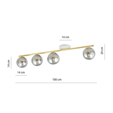 Lampa sufitowa MONZA 4 WH GRAFIT plafon biała/złota/grafit