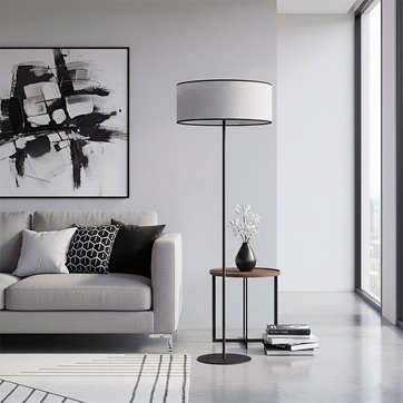 Lampa podłogowa ECO LP1 GRAY klasyczna, szara, abażur