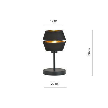 Lampka nocna PIANO LN BLACK/GOLD abażur welur czarna/złota