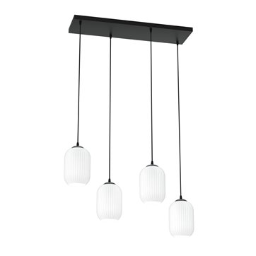 Lampa wisząca VERDI 4 BL OPAL klosz, biały, czarna