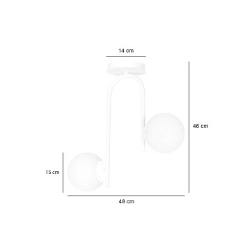 Lampa sufitowa KALF 2 WHITE klasyczna, klosz, biała