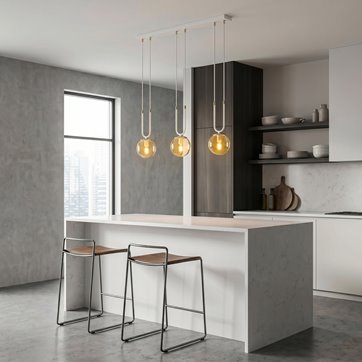 Lampa wisząca GLAM 3 WH/MIODOWY biała/bursztyn/złota