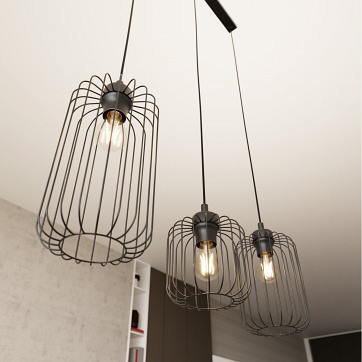 Lampa wisząca VANDER 3 BL loft, nowoczesna, czarna