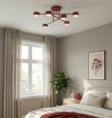 Lampa sufitowa HALO 6 BURGUNDY minimalistyczna, metal