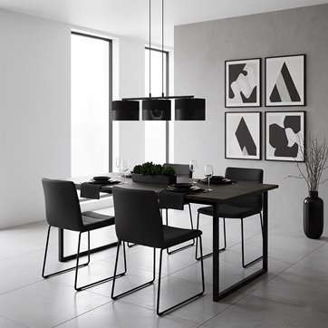 Lampa wisząca KARBON 3 BLACK klasyczna, abażur, czarna