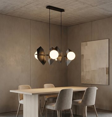 Lampa wisząca DRIFTON 4 BLACK nowoczesna klosz czarno/biała