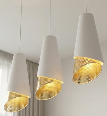 Lampa wisząca MODA 3 WH GOLD LOFT nowoczesna, abażur