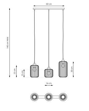 Lampa wisząca VANDER 3 BL loft, nowoczesna, czarna