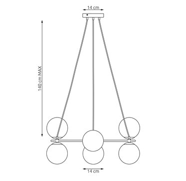 Lampa wisząca AZURA 6 MOKKA OPAL nowoczesna, klosze, beżowa