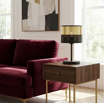 Lampka nocna LUX LN1 BL GOLD abażur, czarna, złota klasyczna