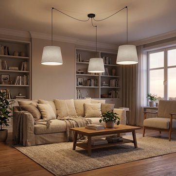 Lampa wisząca ASCOT 3 GRAY abażur, szary, klasyczna