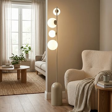 Lampa podłogowa ETNO LP4 BL MOKKA nowoczesna, beżowa, metal
