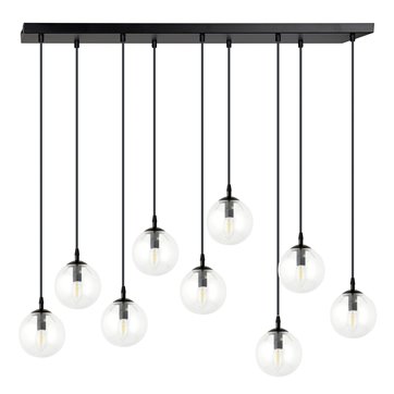 Lampa wisząca COSMO 9 BL TRANSPARENT loft, klosze, czarna