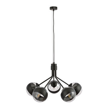 Lampa wisząca NOVA 5 BL/STRIPE klosze czarna/transparent