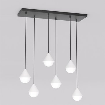 Lampa wisząca GIRO 6 BL WHITE nowoczesna, czarna biała metal