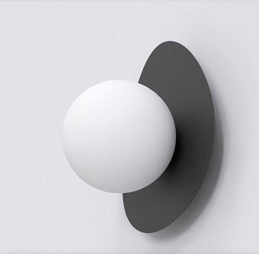 Kinkiet OVO K1 BLACK nowoczesny, czarny, metal