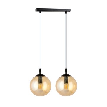 Lampa wisząca COSMO 2 BL MIODOWY loft klosz bursztyn czarna