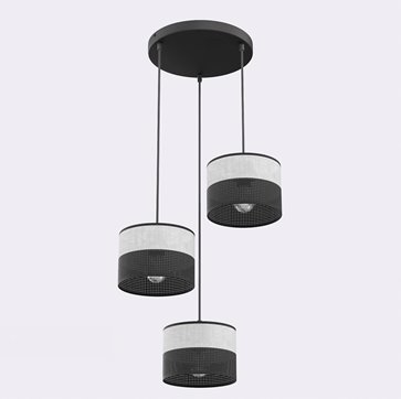 Lampa wisząca KARBON 3 BL GRAY PREMIUM abażur, szara