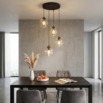 Lampa wisząca ISTAR 4 BL PREMIUM TRANSPARENT klosze, czarna