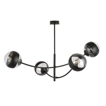 Lampa sufitowa HUNTER 4 BLACK/STRIPE czarna/transparent