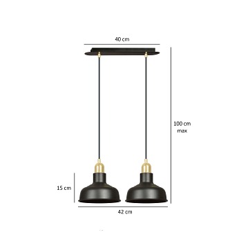 Lampa wisząca IBOR 2 BLACK wyjątkowa regulowana czarno/złota