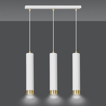 Lampa wisząca KIBO 3 WH/GOLD nowoczesna, tuby, biało/złota