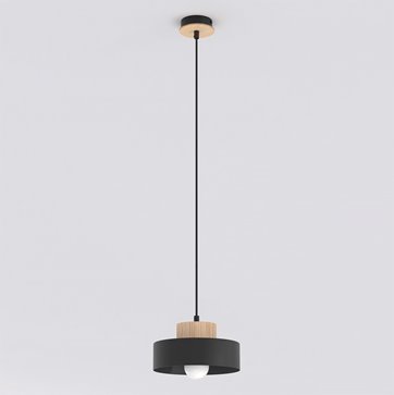 Lampa wisząca KIVI 1S BLACK nowoczesna, czarna, metal drewno