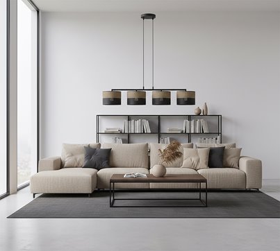 Lampa wisząca KARBON 4 BL BROWN klasyczna, abażur, brązowa