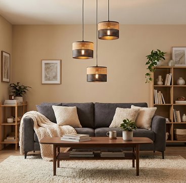 Lampa wisząca KARBON 3 BL BROWN PREMIUM abażur, brązowa