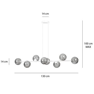 Lampa wisząca ROSSI 8 WH GRAFIT klosz grafit biała