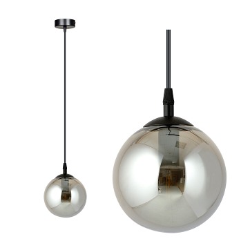 Lampa wisząca COSMO 1 BL GRAFIT loft, klosz grafit, czarna