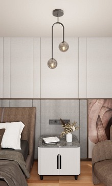 Lampa wisząca ATRIA 2 BL GRAFIT, design, klosz, biały czarny