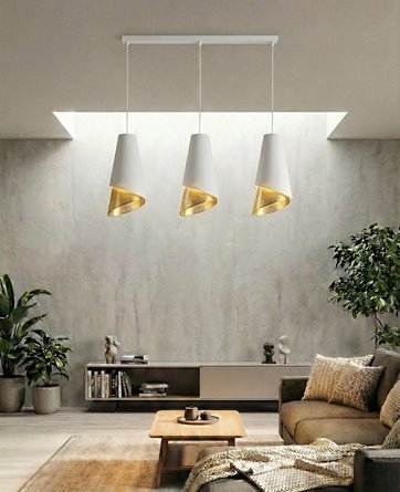 Lampa wisząca MODA 3 WH GOLD LOFT nowoczesna, abażur