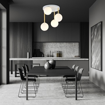 Lampa sufitowa DOLCE 4 WH OPAL plafon klosze złoty/biały