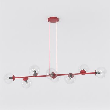 Lampa wisząca MAGNUS 8 BURGUNDY TRANSPARENT nowoczesna