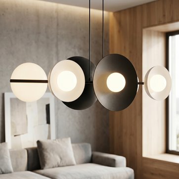 Lampa wisząca VOLUM 6 BL WHITE loft, biała, metal