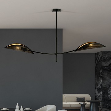 Lampa sufitowa LOTUS 2 BLACK/GOLD abażury czarna/złota