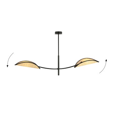 Lampa sufitowa LOTUS 2 BLACK/RATTAN abażury czarna/rattan